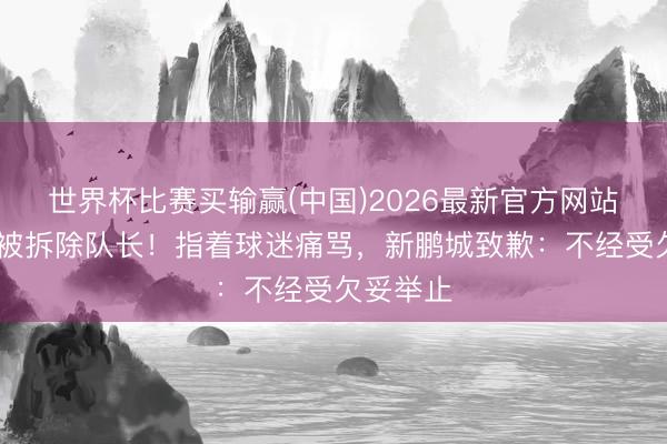世界杯比赛买输赢(中国)2026最新官方网站 姜至鹏被拆除队长！指着球迷痛骂，新鹏城致歉：不经受欠妥举止