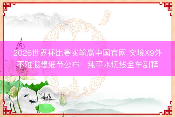 2026世界杯比赛买输赢中国官网 奕境X9外不雅遐想细节公布:纯平水切线全车剖释