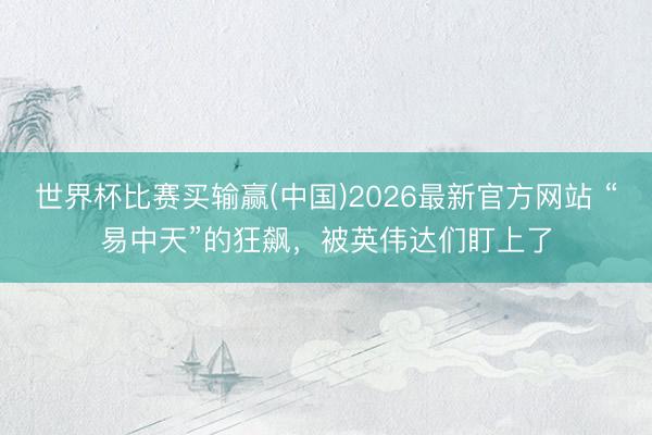 世界杯比赛买输赢(中国)2026最新官方网站 “易中天”的狂飙，被英伟达们盯上了