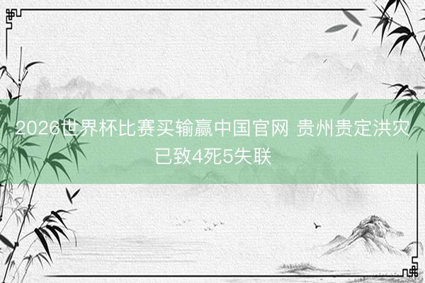 2026世界杯比赛买输赢中国官网 贵州贵定洪灾已致4死5失联