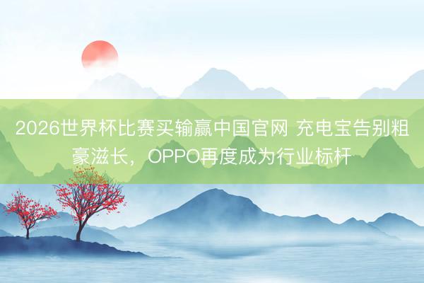 2026世界杯比赛买输赢中国官网 充电宝告别粗豪滋长，OPPO再度成为行业标杆