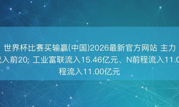 世界杯比赛买输赢(中国)2026最新官方网站 主力资金流入前20: 工业富联流入15.46亿元、N前程流入11.00亿元