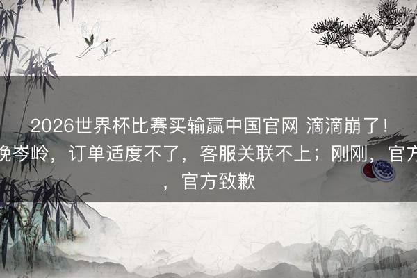 2026世界杯比赛买输赢中国官网 滴滴崩了！事发晚岑岭，订单适度不了，客服关联不上；刚刚，官方致歉