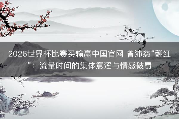 2026世界杯比赛买输赢中国官网 曾沛慈“翻红”：流量时间的集体意淫与情感破费