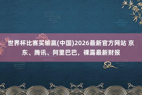 世界杯比赛买输赢(中国)2026最新官方网站 京东、腾讯、阿里巴巴，裸露最新财报